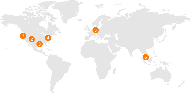 World map showing ColossusCloud data center locations